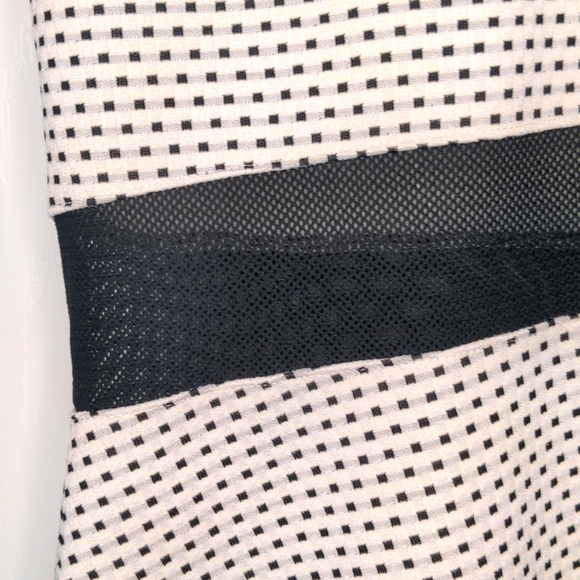 Black and White Mesh and Dotted A Line Dress - Picture 2 of 7
